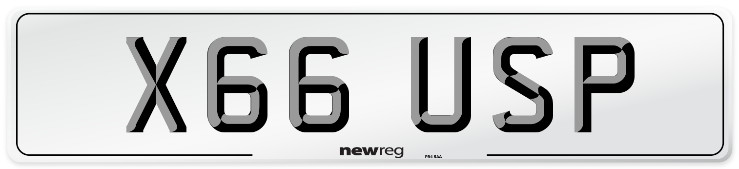 X66 USP Number Plate from New Reg